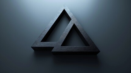 Create a visual paradox in a minimalist style. Illustrate an impossible shape, such as a Penrose triangle, using clean lines and a straightforward design. Employ subtle shading to enhance the