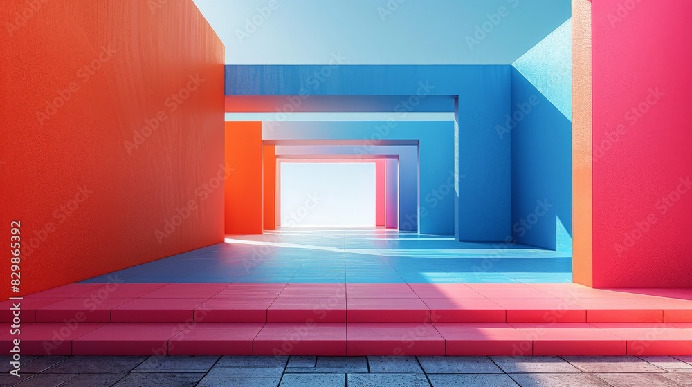 Wall mural design an abstract optical illusion with a minimalist approach. use bold, simple shapes and strategi