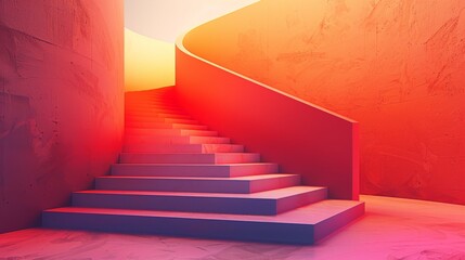 Create a visual paradox in a minimalist style. Illustrate an impossible object, such as an endless staircase, using clean lines and subtle shading. Employ a limited color palette to keep the focus on
