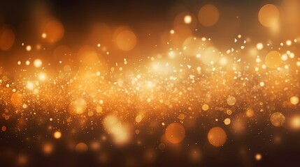 Fototapeta premium Abstract golden bokeh lights background with glitter effect. Generative AI.