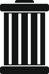 Black and white graphic of a simple, stylized trash can suitable for various uses