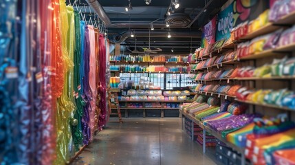 Fototapeta premium LGBTQA+ , LGBT : Vibrant LGBTQA+ Pop-Up Shop: Rainbow-Themed Merchandise and Pride Flags in Stunning Photorealism