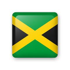 Jamaica flag glass icon. Square vector element with shadow. Best for mobile apps, UI and web design.