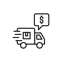 Cash on delivery outline icons, minimalist vector illustration ,simple transparent graphic element .Isolated on white background