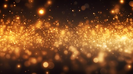 Obraz premium Abstract golden bokeh lights background with glitter effect. Generative AI.