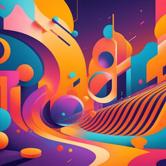 Fototapeta premium abstract colorful background waves express music as color, retro style wallpaper.