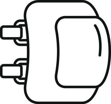 recommend clip art: Black and white line drawing of a safety seatbelt buckle, isolated on white background