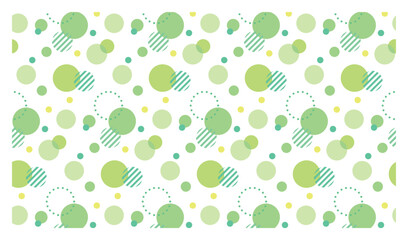 ストライプとドットのサークルパターン背景/グリーン