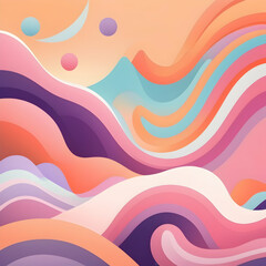 abstract colorful background waves express music as color, retro style wallpaper.