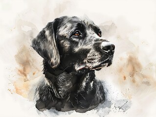 watercolor illustration of a dog