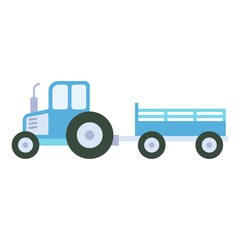 Fototapeta premium Tractor with trailer vector illustration. Simple and minimalistic icon of tractor with trailer