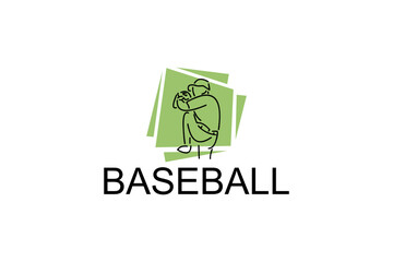Baseball player vector line icon. batter and ball logo, equipment sign. sport pictogram illustration