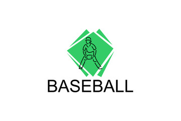 Baseball player vector line icon. batter and ball logo, equipment sign. sport pictogram illustration