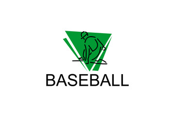 Baseball player vector line icon. batter and ball logo, equipment sign. sport pictogram illustration