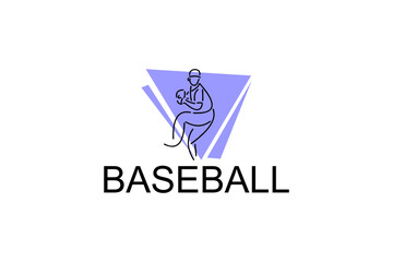 Baseball player vector line icon. batter and ball logo, equipment sign. sport pictogram illustration