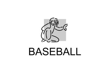 Baseball player vector line icon. batter and ball logo, equipment sign. sport pictogram illustration