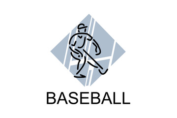 Baseball player vector line icon. batter and ball logo, equipment sign. sport pictogram illustration
