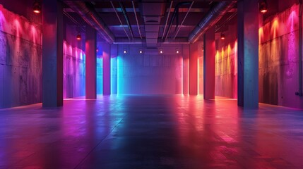 Fototapeta premium LGBTQA+ , LGBT : Vibrant LGBTQA+ Music Venue with Rainbow Lighting and Pride Backdrops in Photorealism Hyperrealism