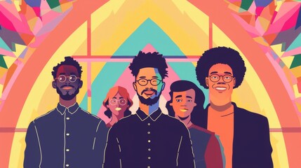 LGBTQ individuals finding acceptance and affirmation within diverse religious communities, challenging stereotypes. --ar 16:9 --style raw Job ID: 1180c9b6-989d-4b22-8e74-96130982b476