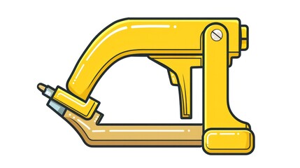 Fototapeta premium Vector icon of a yellow clamp on a white background, suitable for construction and repair graphics. --ar 16:9 --style raw --stylize 50 Job ID: 099a0521-223b-4ee3-ba20-bb55e9d906a3