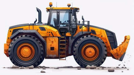Vector icon of wheel loader Minimal design isolated on white Perfect for construction equipment