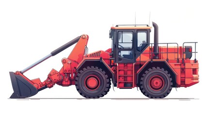 Fototapeta premium Vector icon of wheel loader Minimal design isolated on white Perfect for construction equipment