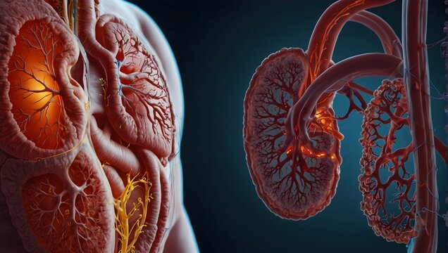 Dive into the vital role of kidneys, filtering the essence of life within the human body ai_generated