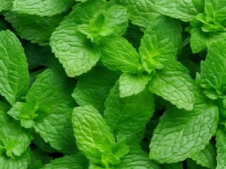 mint leaves in the garden