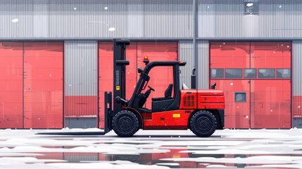 Fototapeta premium Vector icon of a heavy duty forklift. Perfect for shipping and warehousing.