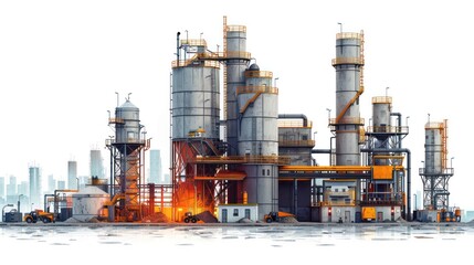 Obraz premium Vector icon of a concrete batching plant, minimalist design isolated on white, perfect for construction and manufacturing.