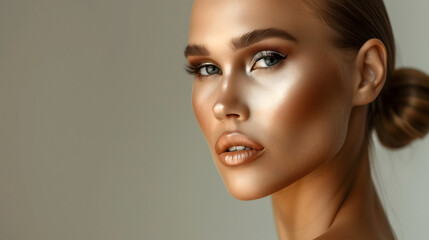Naklejka premium Retrato de mujer joven con maquillaje perfecto
