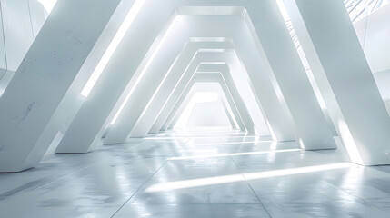 Abstract Technology Background. Minimal Architecture Design. White Industrial Wallpaper. Generative AI.