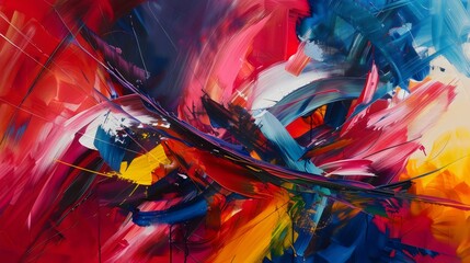 Dynamic Abstract Painting with Vibrant Brushstrokes
