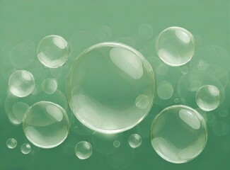 3D Bubbles Illustration Design on Green Background/Wallpaper. Soda Concept.