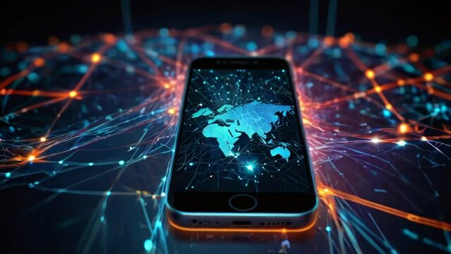 Futuristic technology digital handphone connection