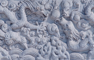 Chiwan Tian Hou Temple dragon mural Shenzhen China