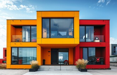 Colorful house facade for architectural themes created with Generative AI technology