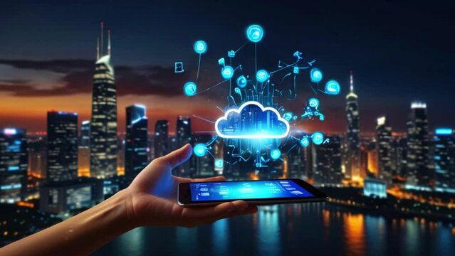 Cloud computing concept. Software as a Service. SaaS. Communication network