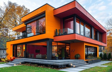 Colorful house facade for architectural themes created with Generative AI technology