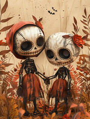 baby girls Halloween skull background