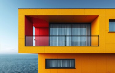 Colorful house facade for architectural themes created with Generative AI technology