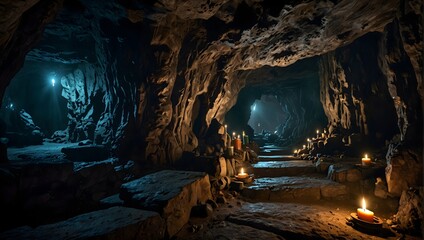  Step into the mysterious depths of the cave and uncover its ancient secrets shrouded in darkness ai_generated