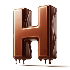 An illustrations of the letter ‘H’ made of chocolate, with white background.