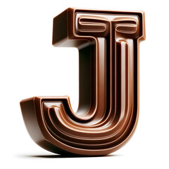An illustrations of the letter ‘J’ made of chocolate, with white background.