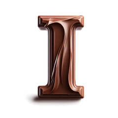 An illustrations of the letter ‘I’ made of chocolate, with white background.