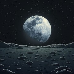 [flat 2d vector illustration of the lunar landscape, moon style, made of craters, darker around edges, blacker background, darker background, no bloom, no glow, 