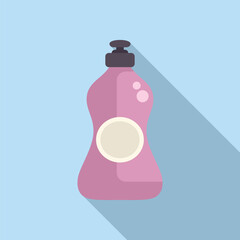 Clean, flat design of a pink liquid soap dispenser with shadow, ideal for hygienerelated content