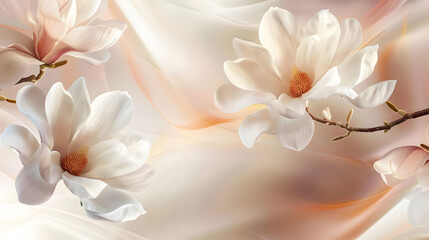 abstract magnolia flowers with delicate white petals and gentle gradients. generative ai
