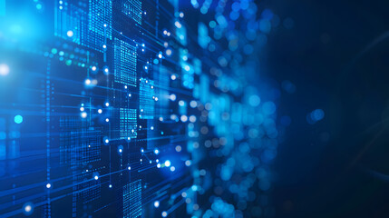 blue geometric shape abstract technology background. Generative AI.