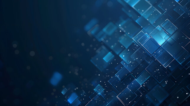 blue geometric shape abstract technology background. Generative AI.